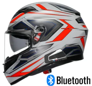 AGV K3 Full Face Bluetooth Helmet Space Matte White/Red Fluo