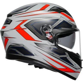AGV K3 Full Face Bluetooth Helmet Space Matte White/Red Fluo