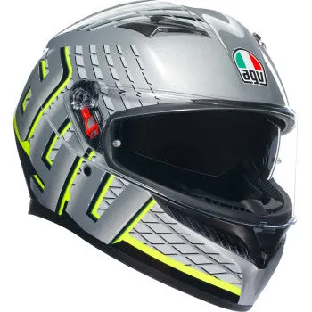 AGV K3 Full Face Helmet Fortify - Gray/Black/Yellow Fluo Size XL