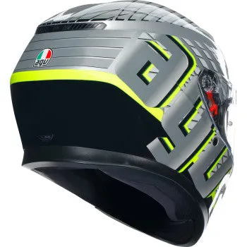 AGV K3 Full Face Helmet Fortify - Gray/Black/Yellow Fluo Size XL