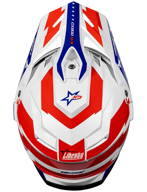 Castle CX200 DS Snow Helmet Liberty Gloss Red White Blue Electric Shield