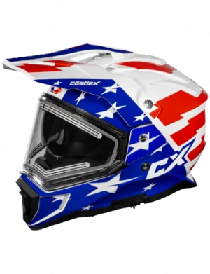 Castle CX200 DS Snow Helmet Liberty Gloss Red White Blue Electric Shield