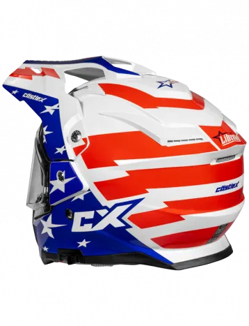Castle CX200 DS Snow Helmet Liberty Gloss Red White Blue Electric Shield