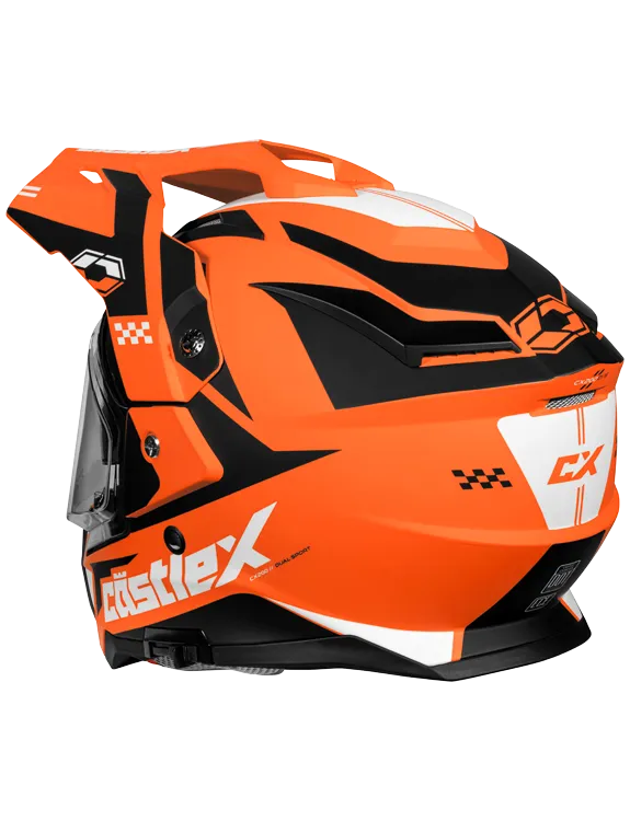 Castle CX200 Dual Sport Snow Helmet Wrath Matte Flo Orange Electric Shield