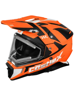 Castle CX200 Dual Sport Snow Helmet Wrath Matte Flo Orange Electric Shield
