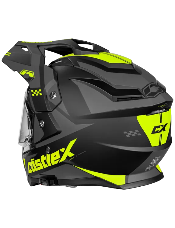 Castle CX200 Dual Sport Snow Helmet Wrath Matte Hi Vis Electric Shield