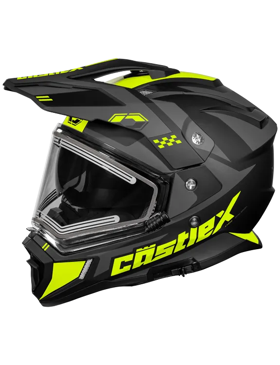 Castle CX200 Dual Sport Snow Helmet Wrath Matte Hi Vis Electric Shield