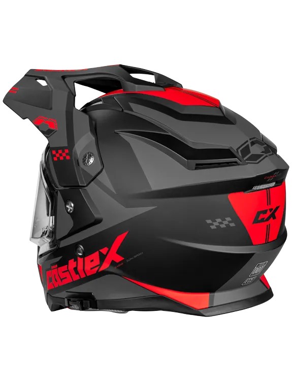 Castle CX200 Dual Sport Snow Helmet Wrath Matte Red Electric Shield