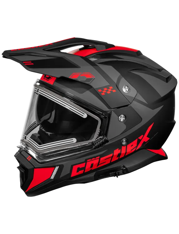 Castle CX200 Dual Sport Snow Helmet Wrath Matte Red Electric Shield