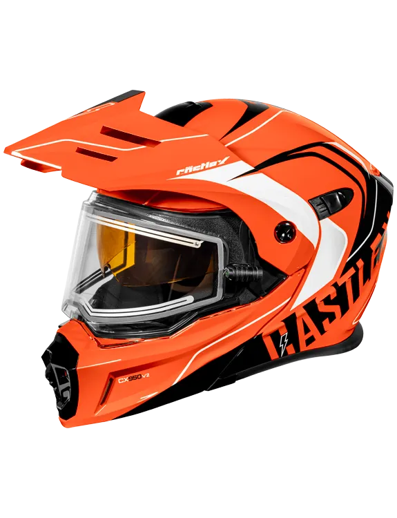 Castle X CX950 V2 Modular Electric Snow Helmet Wake Flo Orange Black