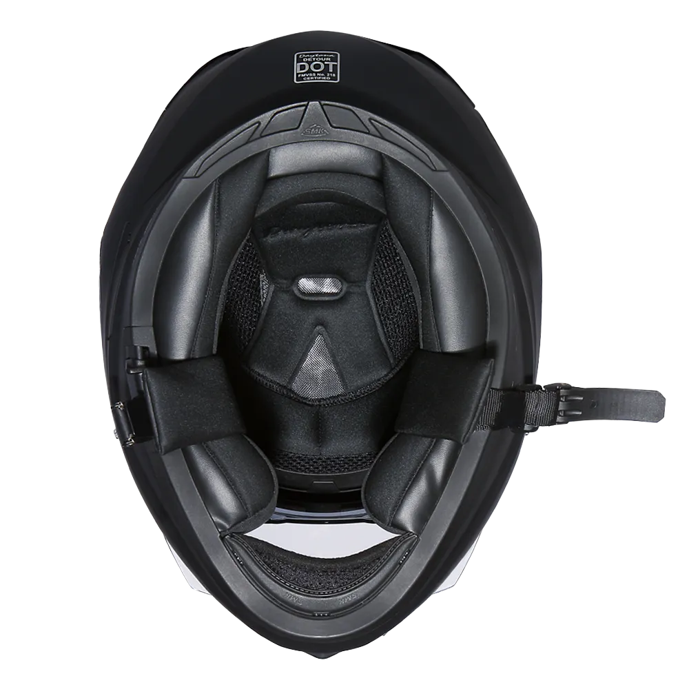 Daytona Detour Full Face Motorcycle Helmet - DOT Certified, Dual Visor, Street Bike Helmet, Men/Women/Youth - Dull Black