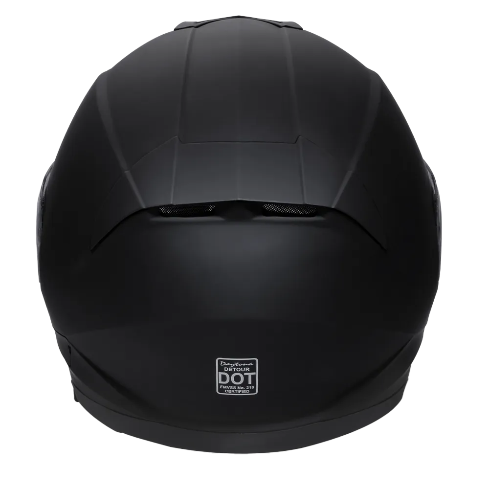 Daytona Detour Full Face Motorcycle Helmet - DOT Certified, Dual Visor, Street Bike Helmet, Men/Women/Youth - Dull Black
