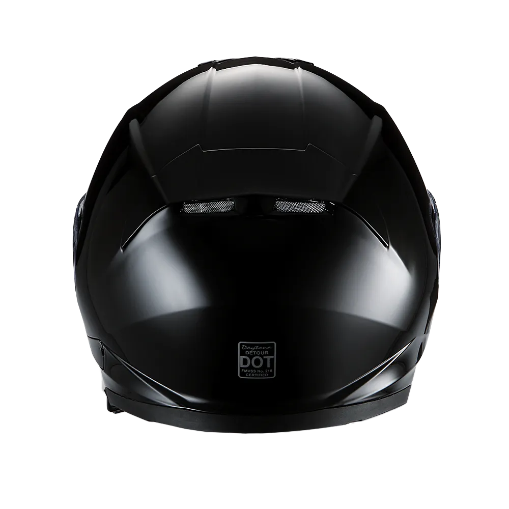 Daytona Detour Full Face Motorcycle Helmet - DOT Certified, Dual Visor, Street Bike Helmet, Men/Women/Youth - Hi-Gloss Black