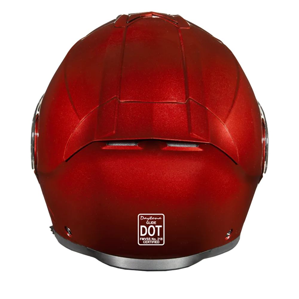Daytona Glide Modular Motorcycle Helmet - DOT Approved, Bluetooth Ready, Dual Visor, Men/Women/Youth - Black Cherry