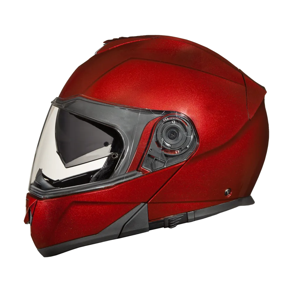 Daytona Glide Modular Motorcycle Helmet - DOT Approved, Bluetooth Ready, Dual Visor, Men/Women/Youth - Black Cherry