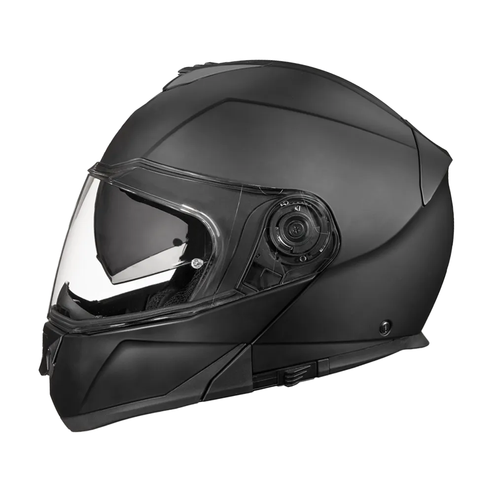 Daytona Glide Modular Motorcycle Helmet - DOT Approved, Bluetooth Ready, Dual Visor, Men/Women/Youth - Dull Black