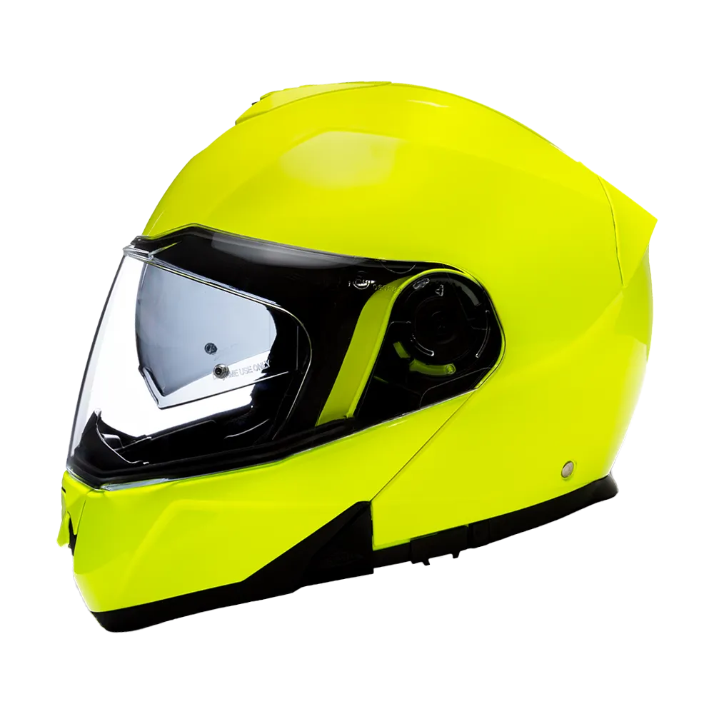 Daytona Glide Modular Motorcycle Helmet - DOT Approved, Bluetooth Ready, Dual Visor, Men/Women/Youth - Fluorescent Yellow