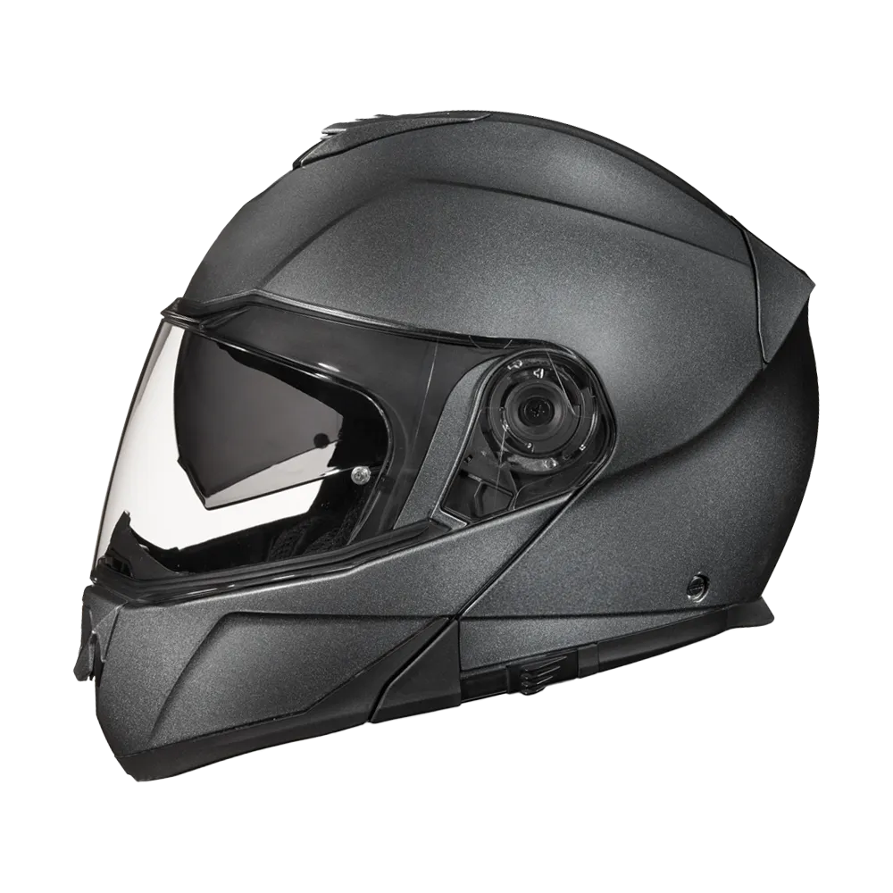 Daytona Glide Modular Motorcycle Helmet - DOT Approved, Bluetooth Ready, Dual Visor, Men/Women/Youth - Gun Metal Grey Metallic