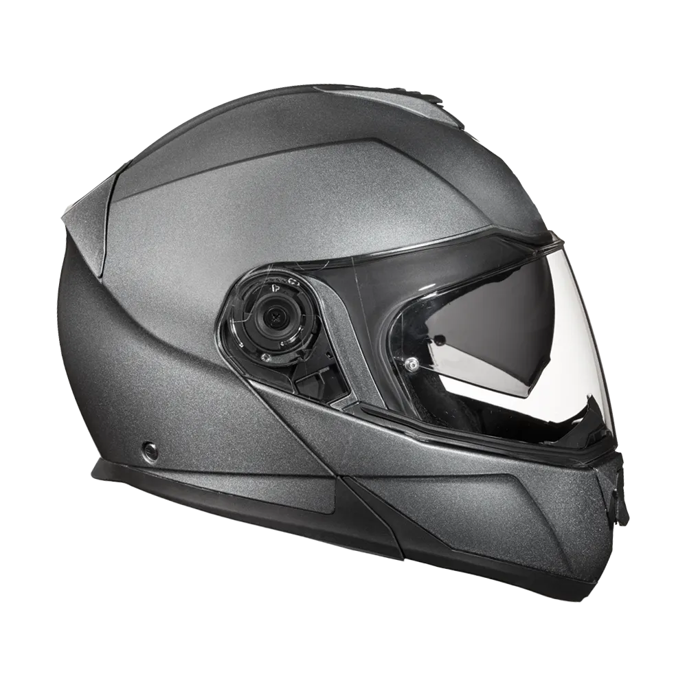 Daytona Glide Modular Motorcycle Helmet - DOT Approved, Bluetooth Ready, Dual Visor, Men/Women/Youth - Gun Metal Grey Metallic
