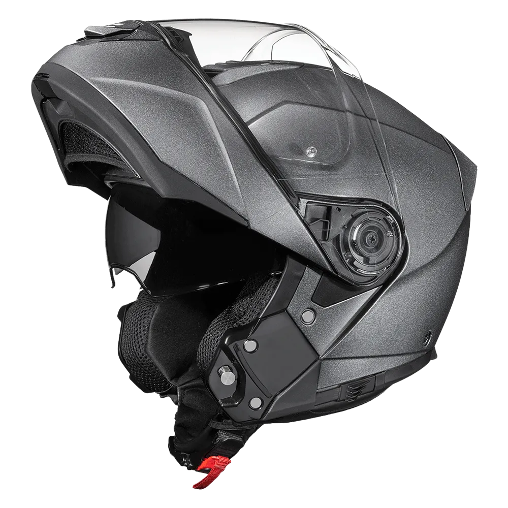 Daytona Glide Modular Motorcycle Helmet - DOT Approved, Bluetooth Ready, Dual Visor, Men/Women/Youth - Gun Metal Grey Metallic