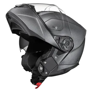 Daytona Glide Modular Motorcycle Helmet - DOT Approved, Bluetooth Ready, Dual Visor, Men/Women/Youth - Gun Metal Grey Metallic