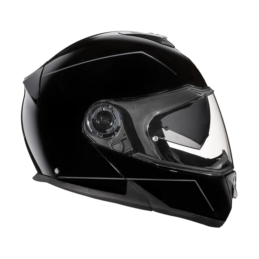 Daytona Glide Modular Motorcycle Helmet - DOT Approved, Bluetooth Ready, Dual Visor, Men/Women/Youth - Hi-Gloss Black