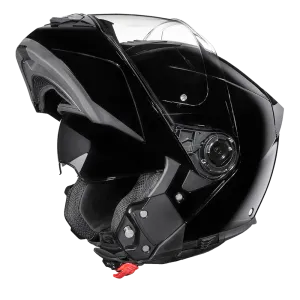 Daytona Glide Modular Motorcycle Helmet - DOT Approved, Bluetooth Ready, Dual Visor, Men/Women/Youth - Hi-Gloss Black