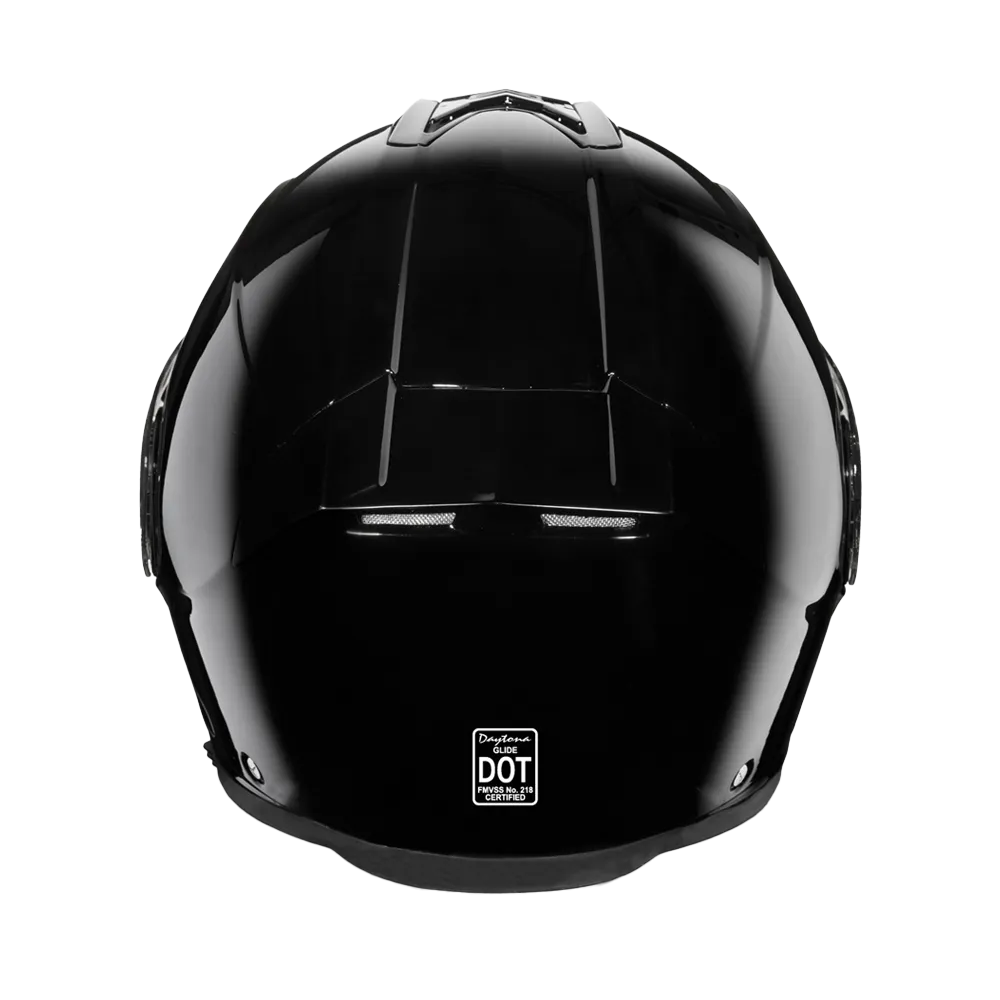 Daytona Glide Modular Motorcycle Helmet - DOT Approved, Bluetooth Ready, Dual Visor, Men/Women/Youth - Hi-Gloss Black