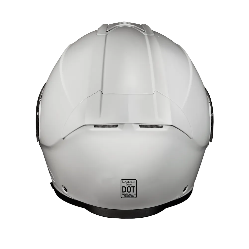 Daytona Glide Modular Motorcycle Helmet - DOT Approved, Bluetooth Ready, Dual Visor, Men/Women/Youth - Hi-Gloss White