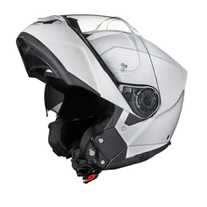 Daytona Glide Modular Motorcycle Helmet - DOT Approved, Bluetooth Ready, Dual Visor, Men/Women/Youth - Hi-Gloss White