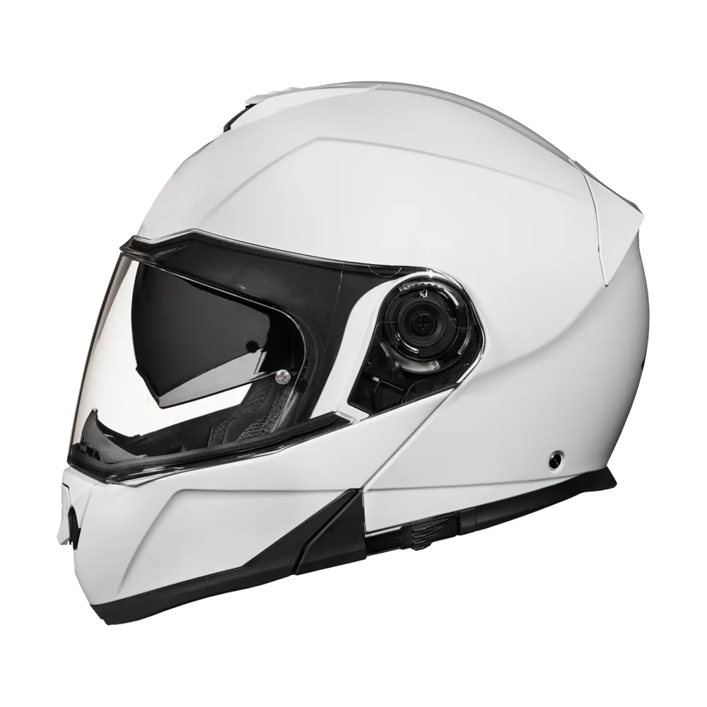 Daytona Glide Modular Motorcycle Helmet - DOT Approved, Bluetooth Ready, Dual Visor, Men/Women/Youth - Hi-Gloss White