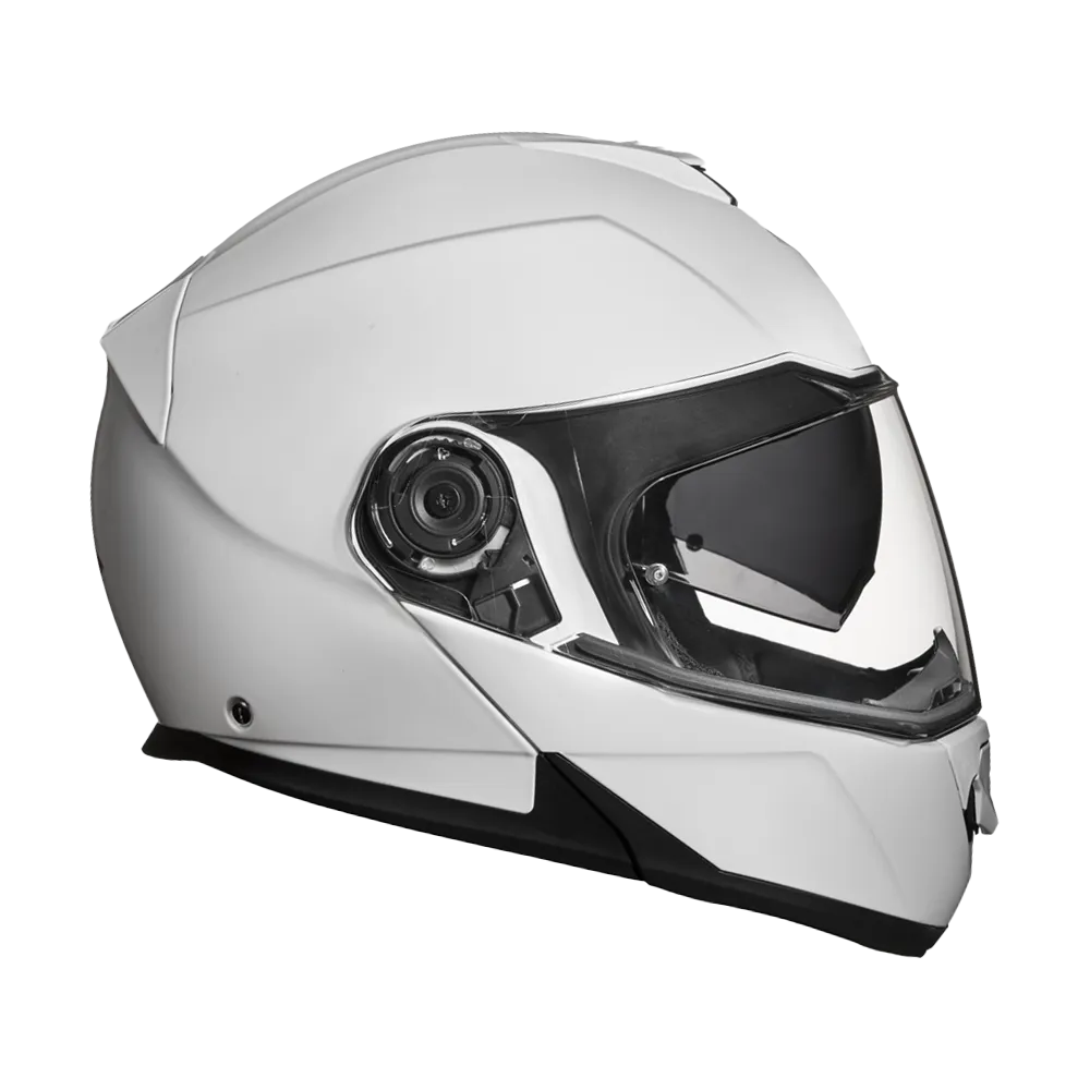 Daytona Glide Modular Motorcycle Helmet - DOT Approved, Bluetooth Ready, Dual Visor, Men/Women/Youth - Hi-Gloss White