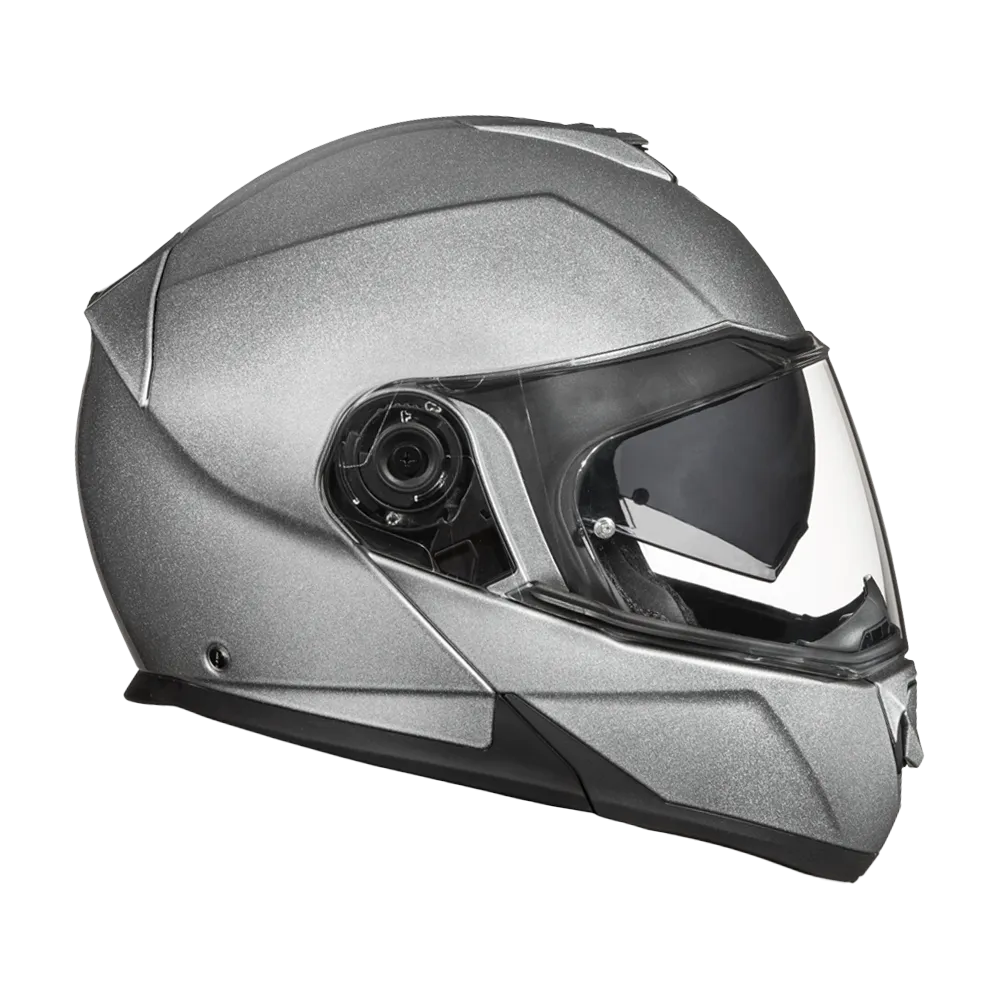 Daytona Glide Modular Motorcycle Helmet - DOT Approved, Bluetooth Ready, Dual Visor, Men/Women/Youth- Silver Metallic