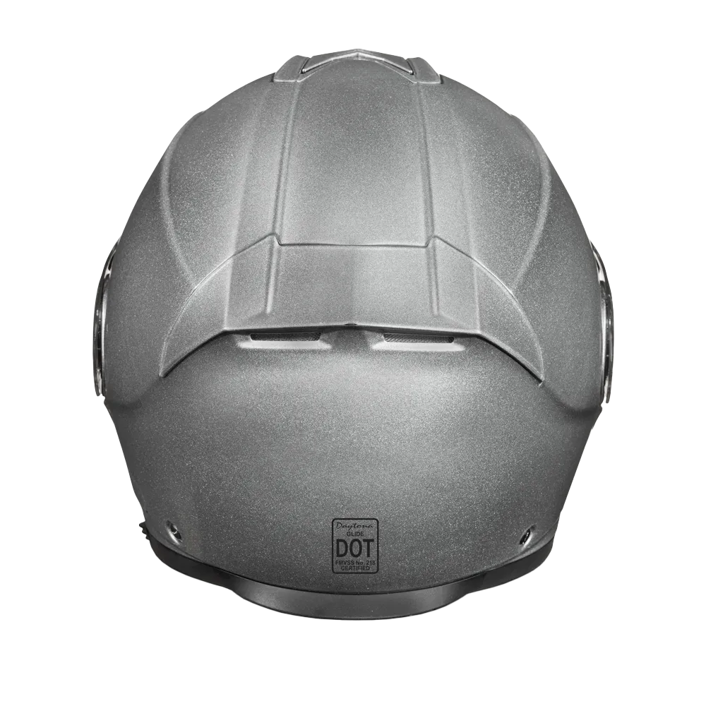 Daytona Glide Modular Motorcycle Helmet - DOT Approved, Bluetooth Ready, Dual Visor, Men/Women/Youth- Silver Metallic