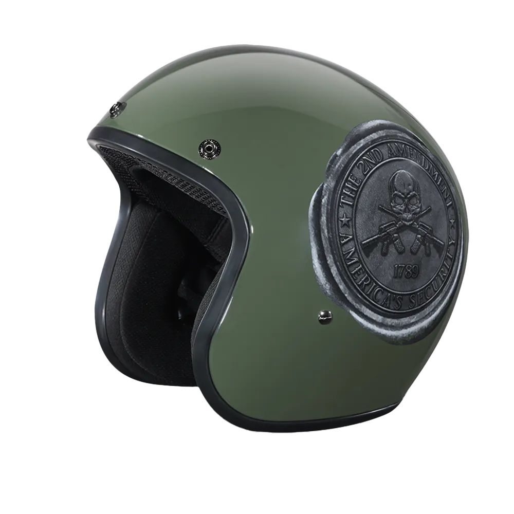 DOT Approved Daytona Cruiser Open Face Motorcycle Helmet - Men, Women & Youth - With Visor & Graphics - W/ 2nd Amendment Seal