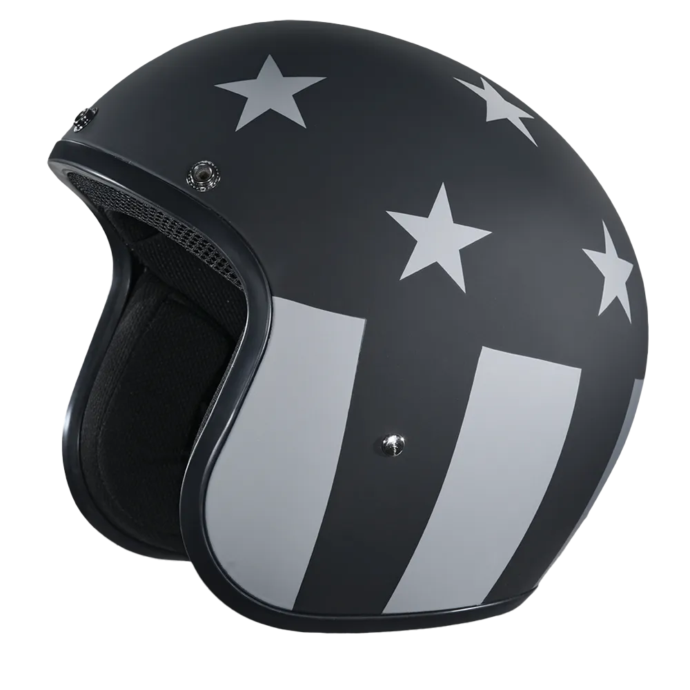 DOT Approved Daytona Cruiser Open Face Motorcycle Helmet - Men, Women & Youth - With Visor & Graphics - W/ Captain America Stealth