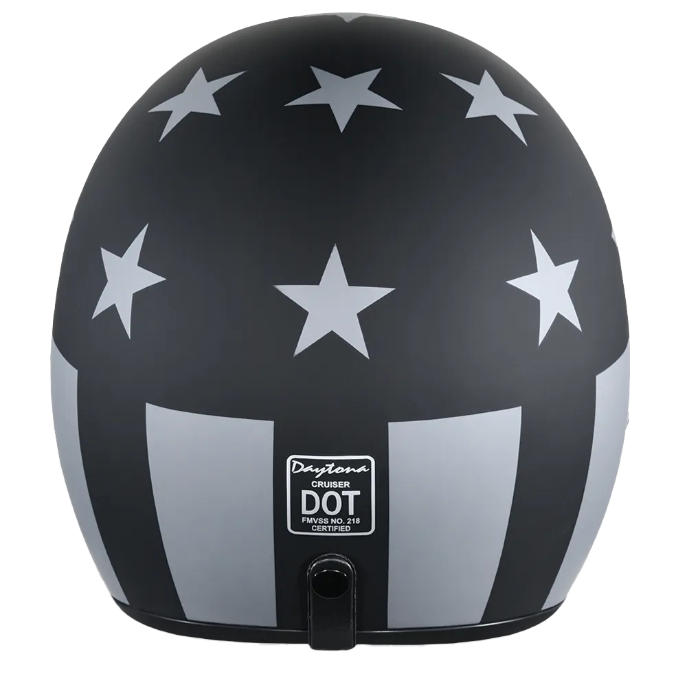 DOT Approved Daytona Cruiser Open Face Motorcycle Helmet - Men, Women & Youth - With Visor & Graphics - W/ Captain America Stealth