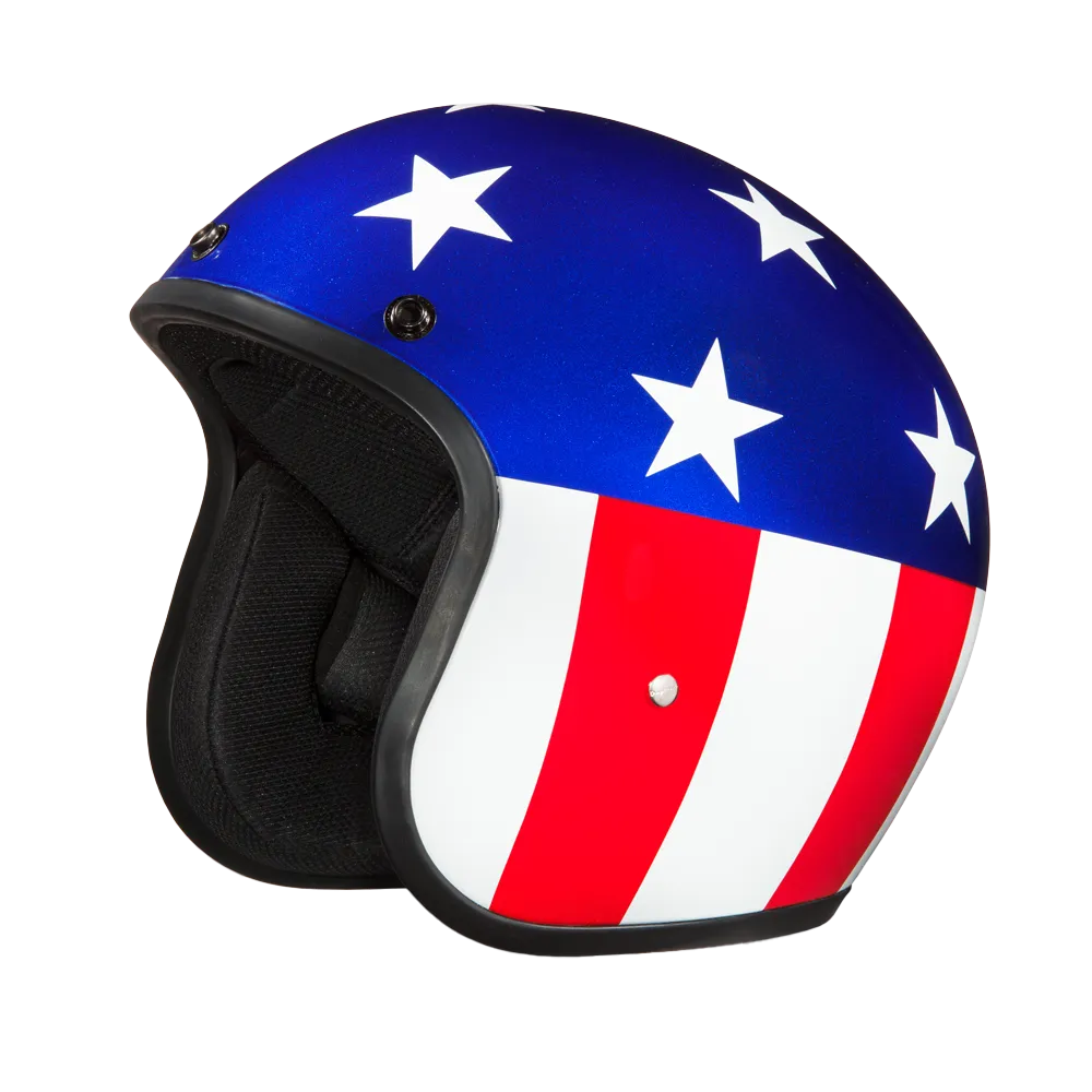 DOT Approved Daytona Cruiser Open Face Motorcycle Helmet - Men, Women & Youth - With Visor & Graphics - W/ Captain America