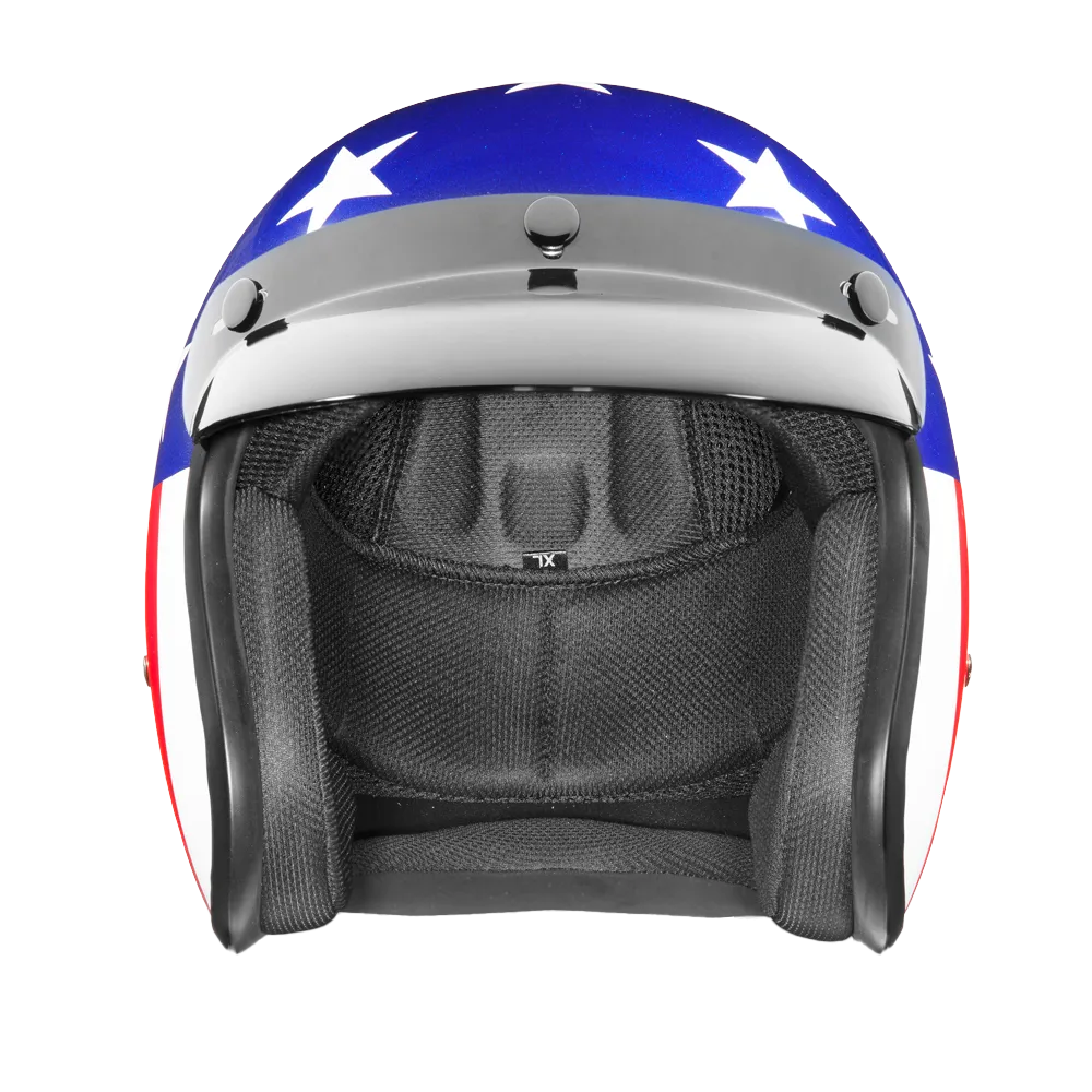 DOT Approved Daytona Cruiser Open Face Motorcycle Helmet - Men, Women & Youth - With Visor & Graphics - W/ Captain America