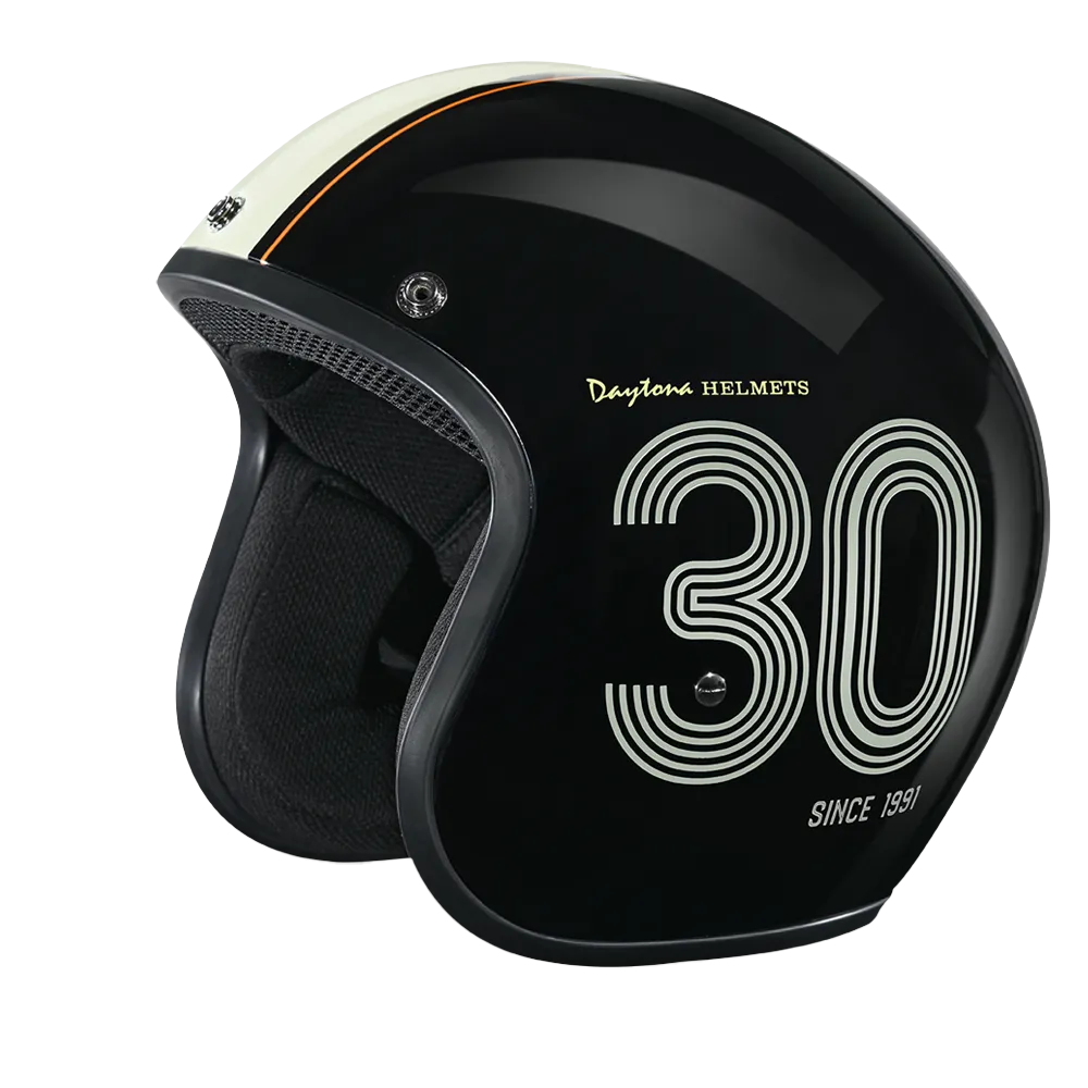 DOT Approved Daytona Cruiser Open Face Motorcycle Helmet - Men, Women & Youth - With Visor & Graphics - W/ Daytona 30th
