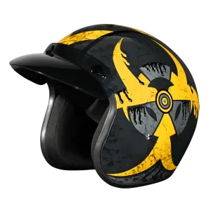 DOT Approved Daytona Cruiser Open Face Motorcycle Helmet - Men, Women & Youth - With Visor & Graphics - W/ Toxic