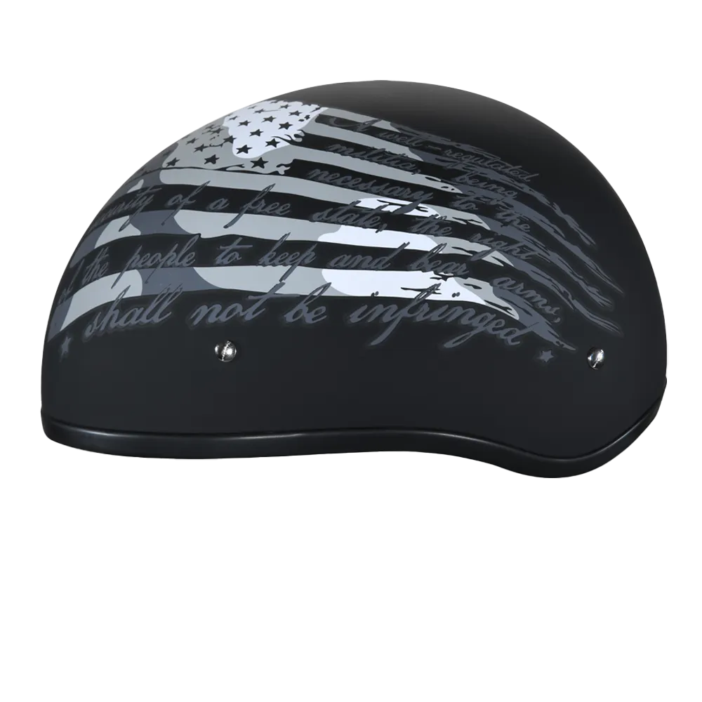 DOT Approved Daytona Motorcycle Half Face Helmet - Skull Cap Graphics for Men & Women, Scooters, ATVs, UTVs & Choppers - W/ 2nd Amendment