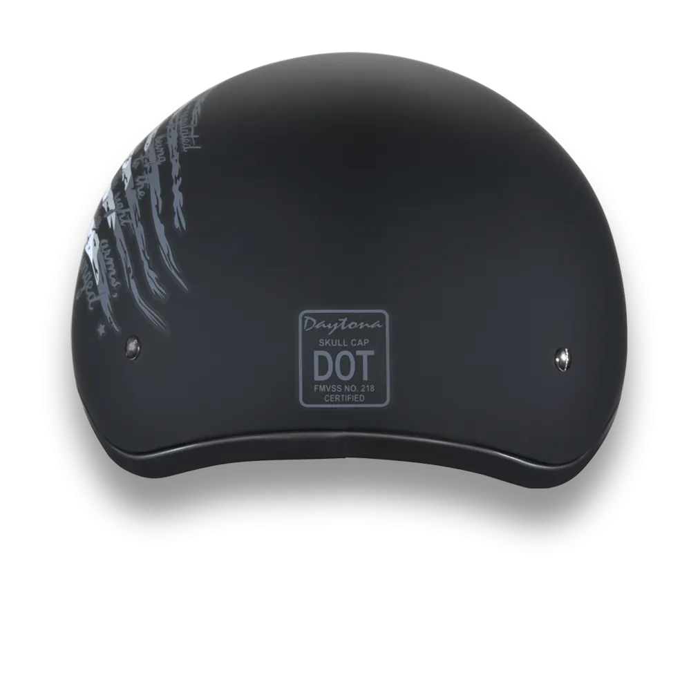 DOT Approved Daytona Motorcycle Half Face Helmet - Skull Cap Graphics for Men & Women, Scooters, ATVs, UTVs & Choppers - W/ 2nd Amendment