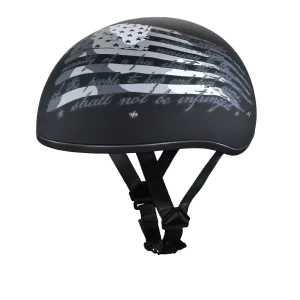 DOT Approved Daytona Motorcycle Half Face Helmet - Skull Cap Graphics for Men & Women, Scooters, ATVs, UTVs & Choppers - W/ 2nd Amendment