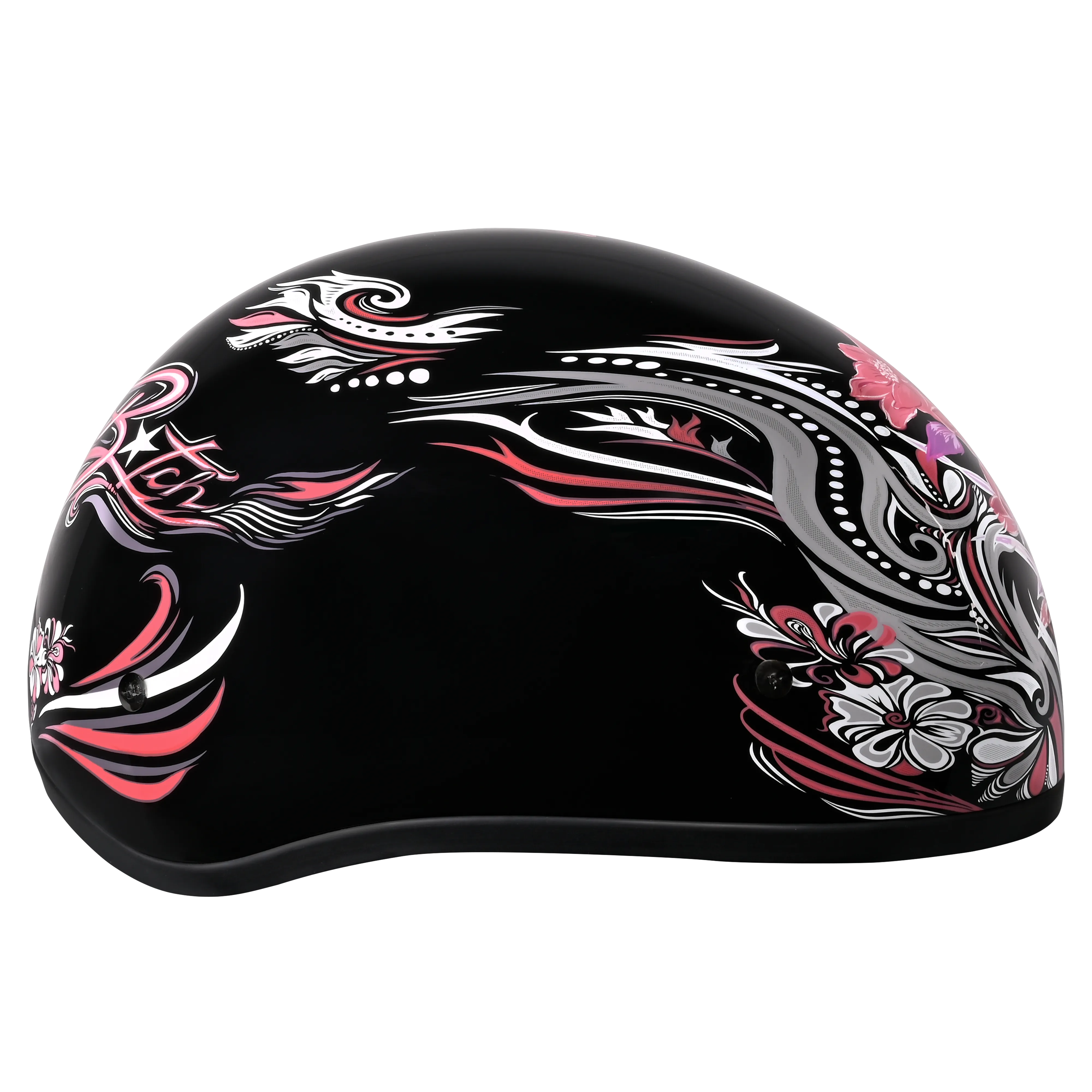 DOT Approved Daytona Motorcycle Half Face Helmet - Skull Cap Graphics for Men & Women, Scooters, ATVs, UTVs & Choppers - W/ Boss Bitch