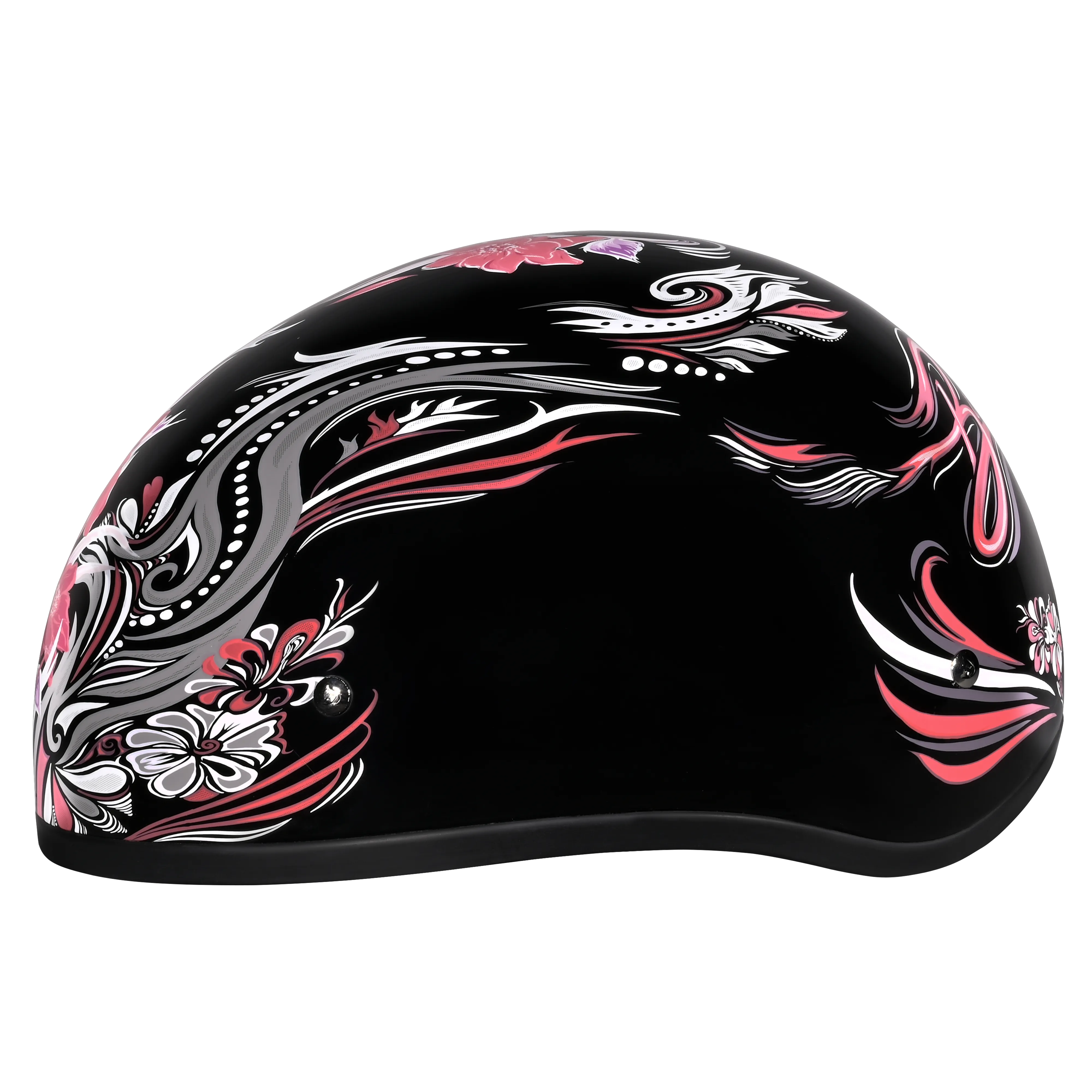 DOT Approved Daytona Motorcycle Half Face Helmet - Skull Cap Graphics for Men & Women, Scooters, ATVs, UTVs & Choppers - W/ Boss Bitch