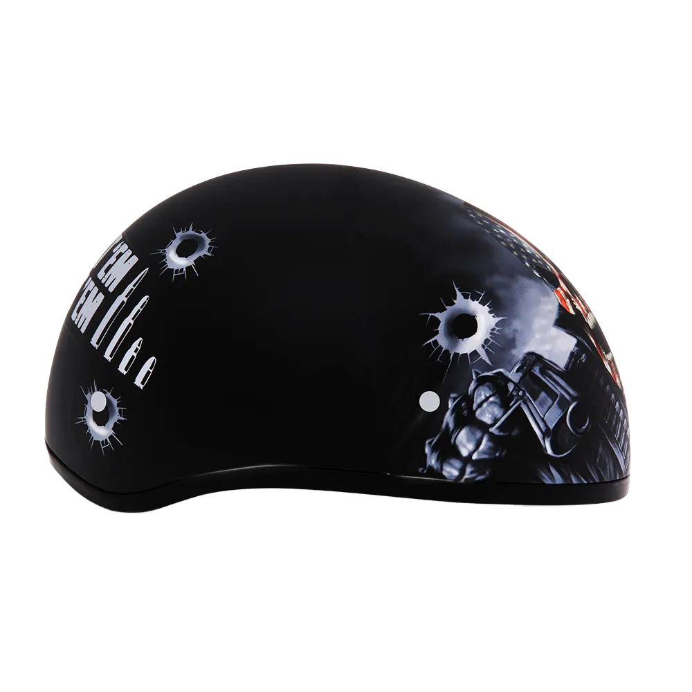 DOT Approved Daytona Motorcycle Half Face Helmet - Skull Cap Graphics for Men & Women, Scooters, ATVs, UTVs & Choppers - W/ Come Get 'Em