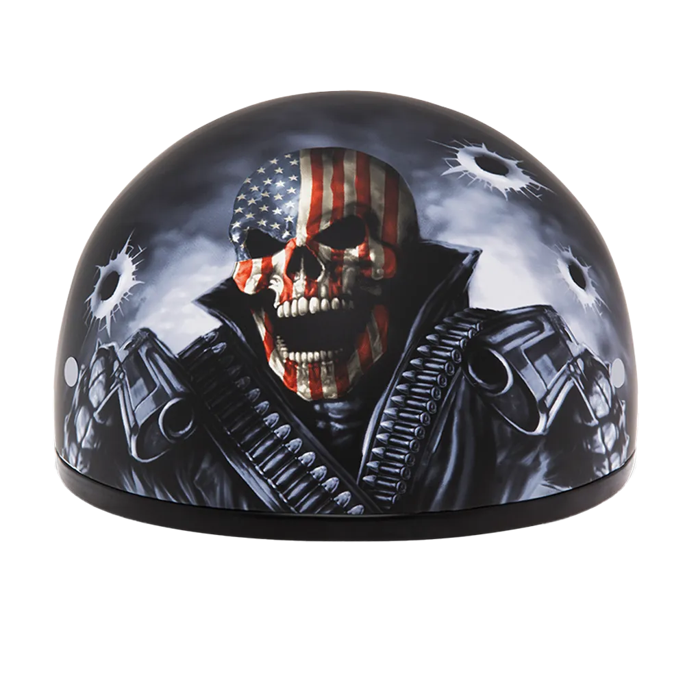 DOT Approved Daytona Motorcycle Half Face Helmet - Skull Cap Graphics for Men & Women, Scooters, ATVs, UTVs & Choppers - W/ Come Get 'Em