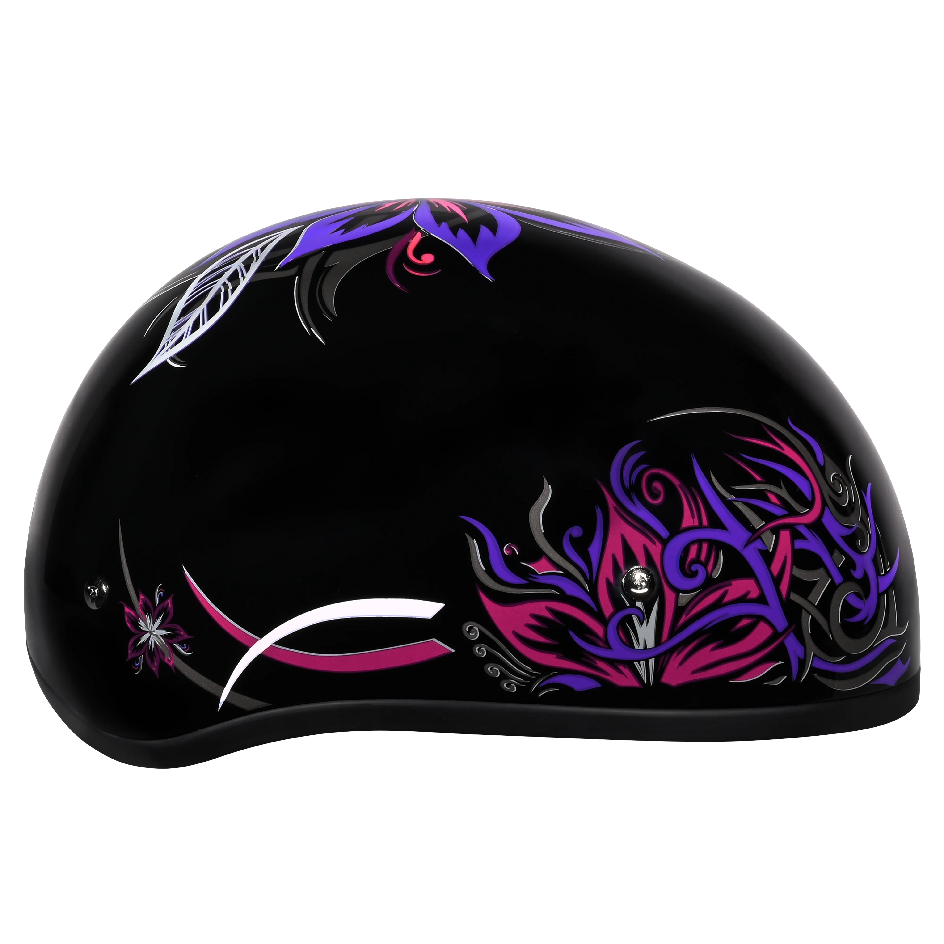 DOT Approved Daytona Motorcycle Half Face Helmet - Skull Cap Graphics for Men & Women, Scooters, ATVs, UTVs & Choppers - W/ Flowers