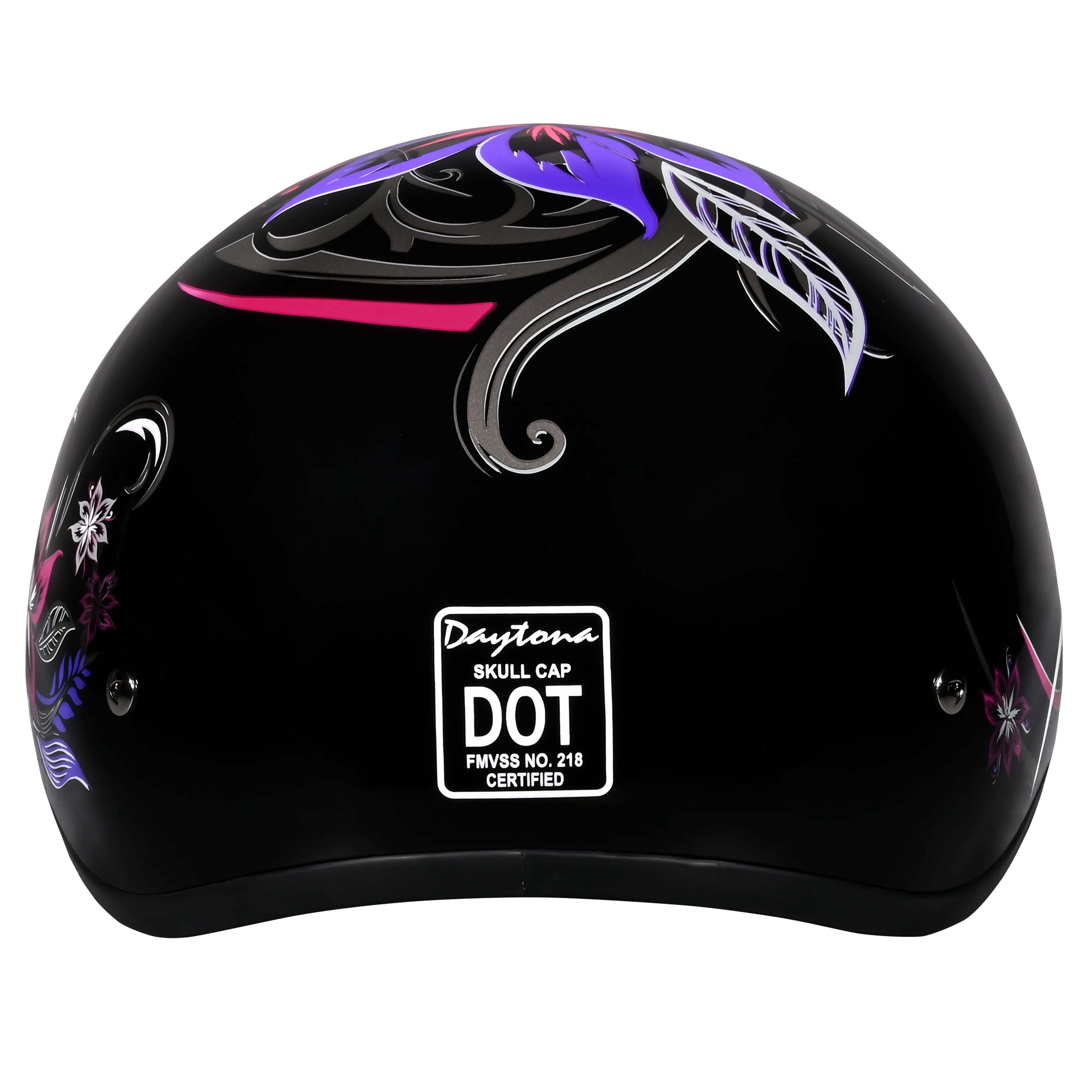 DOT Approved Daytona Motorcycle Half Face Helmet - Skull Cap Graphics for Men & Women, Scooters, ATVs, UTVs & Choppers - W/ Flowers